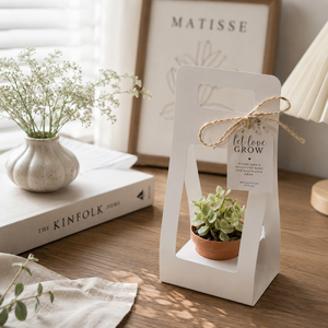 Boîte d'emballage écologique portable pour plantes succulentes avec poignée, mini porte-fleurs pour mariage, fête, cadeau de naissance, vente en gros - Product Image 2