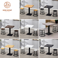 Table carrée personnalisée en gros pour café chinois, restauration rapide, table de café commerciale, table ronde en marbre, mobilier de restaurant moderne en bois