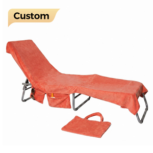 Telo da Spiaggia <span class=keywords><strong>per</strong></span> Lettino con Tasche, Grande, <span class=keywords><strong>per</strong></span> <span class=keywords><strong>Mare</strong></span> e Piscina, Asciugatura Rapida, Tinta Unita, 215cm x 75cm, Blu <span class=keywords><strong>Mare</strong></span> - Product Image 1