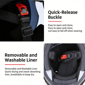 <span class=keywords><strong>Casco</strong></span> Integral de Motocicleta con Certificación DOT, Carcasa Ligera de ABS, Unisex, Doble Visera, Impermeable, Protección Facial Completa - Product Image 5