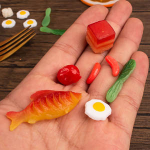 Accessoires d'ingrédients en PVC, modèle <span class=keywords><strong>de</strong></span> poisson simulé, viande braisée et légumes, jouet miniature alimentaire pour maison <span class=keywords><strong>de</strong></span> poupée - Product Image 1