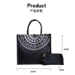 Vente en gros Sac fourre-tout vierge en <span class=keywords><strong>toile</strong></span> <span class=keywords><strong>de</strong></span> <span class=keywords><strong>jute</strong></span> <span class=keywords><strong>noire</strong></span> avec logo personnalisé Stratification intérieure écologique pour les courses et les cadeaux - Product Image 6