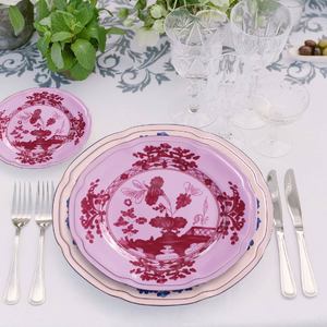 Floral Porcelain Charger 12-inch Plates Pink with Gold Rim in Bone China Vintage Eco-Friendly Durable Pattern <b>Dinnerware</b> <b>Sets</b> - Product Image 6