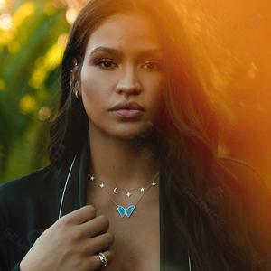 Gemnel-collar de plata de ley 925 de lujo, oro de 18k, mariposa, nácar, Ópalo, malaquita - Product Image 2