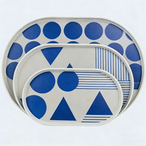 ชุดถาดเสิร์ฟอาหารรูปวงรีลายดอกกุหลาบแบบซ้อนได้ สไตล์เกาหลี ทำจากเมลามีน ขนาด 10/13/15.7 นิ้ว ชุดครบเซ็ต - Product Image 4