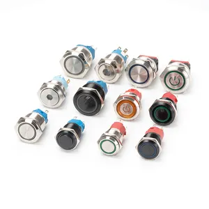 Comprehensive Black Metal Push Button Switch 12/16/19/22mm Waterproof Latching Momentary Illuminated Push Button Switches