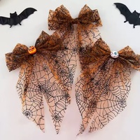 Pince à cheveux grande barrette à ressort Halloween Citrouille Toile d'araignée Nœud Gothique pour Femme, Accessoire de coiffure pour Fête Cosplay et Décoration de Costume