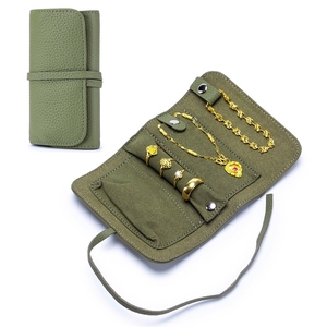 Chính hãng da thời trang công suất lớn du lịch di động cuộn có thể gập lại trang sức trường hợp túi cho Nhẫn dây chuyền bông tai - Product Image 1