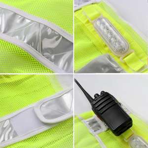 HBC LED Gilet Réfléchissant <span class=keywords><strong>Tissu</strong></span> en Maille Plusieurs Poches Certification UE Chantier de Construction Rechargeable Logo Personnalisable - Product Image 4