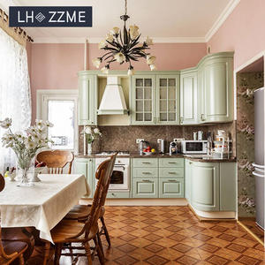 Set di Mobili da <span class=keywords><strong>Cucina</strong></span> Modulari a L in Melamina Stile Rustico con Cassetti e Piano di Lavoro in Granito per Appartamento - Product Image 2