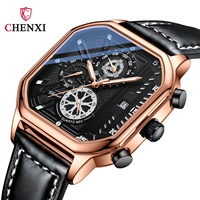 Montre carrée pour homme, chronographe, affichage de la date, aiguilles lumineuses, style décontracté, modèle CX-904, Guangdong, pour la vente en gros
