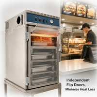 Lemari Pemanas Makanan Sirkulasi Udara Panas Stainless Steel Multi Layer dengan Pintu Kaca untuk Katering