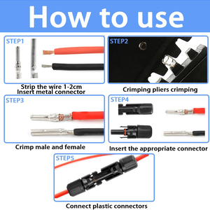 Conector Solar Fotovoltaico IP67 Macho/Hembra con Contactos de Bronce Fosforado 1000V CC, Juego de Conectores para Cable Solar con Clasificación UL94-V0, -40F~221F - Product Image 5