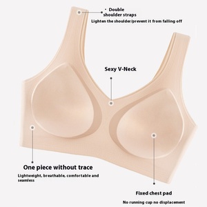 Soutien-gorge de sport sans couture confortable pour femmes adultes, taille plus, style débardeur, maintien moyen pour le yoga, l'exercice et le sommeil, en Spandex/Nylon - Product Image 3