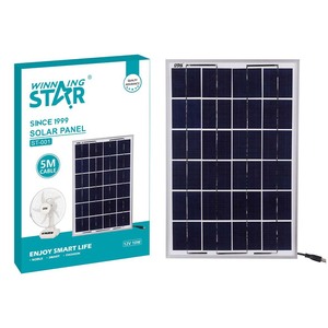 Panel Solar Winning Star de 12V 10W Policristalino, Sistema de Suministro de Energía para Exteriores - Product Image 1
