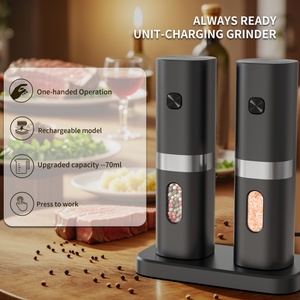Easy to Use Stocked Base-Charging Electric Salt and <b>Pepper</b> <b>Grinder</b> Set Usb-C Rechargeable Automatic Salt and <b>Pepper</b> <b>Grinder</b> Set - Product Image 3