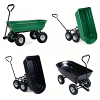 Chariot utilitaire robuste à 4 roues en acier pour extérieur, chariot à outils, chariot de jardin, chariot à mailles, chariot pliable