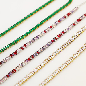 European American Style Emerald Necklace Women Zinc Alloy Channel Setting Geometric Cube Party Jewelry - Product Image 2