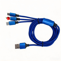 Cable de Carga Togudu T-250 3 en 1, Tipo-C USB 2.0, Cobre Puro, Trenzado de Nailon, para Teléfono Móvil iPhone y Android