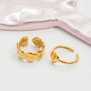 Heart-Shaped Gold Plated Stainless Steel <b>Rings</b> For Women Men Gift Jewelry Unisex Fashion Accessory - Product Image 4