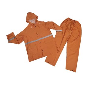Combinaison <span class=keywords><strong>de</strong></span> pluie en PVC orange jaune <span class=keywords><strong>de</strong></span> sécurité imperméable avec logo personnalisé, réfléchissante, résistante, en polyester PVC pour les travailleurs - Product Image 1