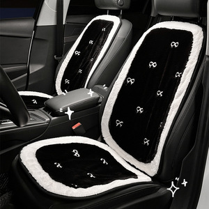 Cojín de asiento de coche de invierno, de felpa, diseño de lazo universal, antideslizante, para las cuatro estaciones, juego de fundas decorativas para asientos. - Product Image 2