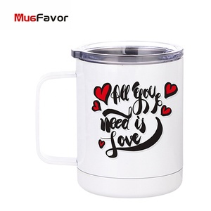 MugFavor sublimación 10oz 300ml taza de café blanca de acero inoxidable Linda gran oferta taza de Camping taza de viaje personalizada con tapa sin BPA - Product Image 5