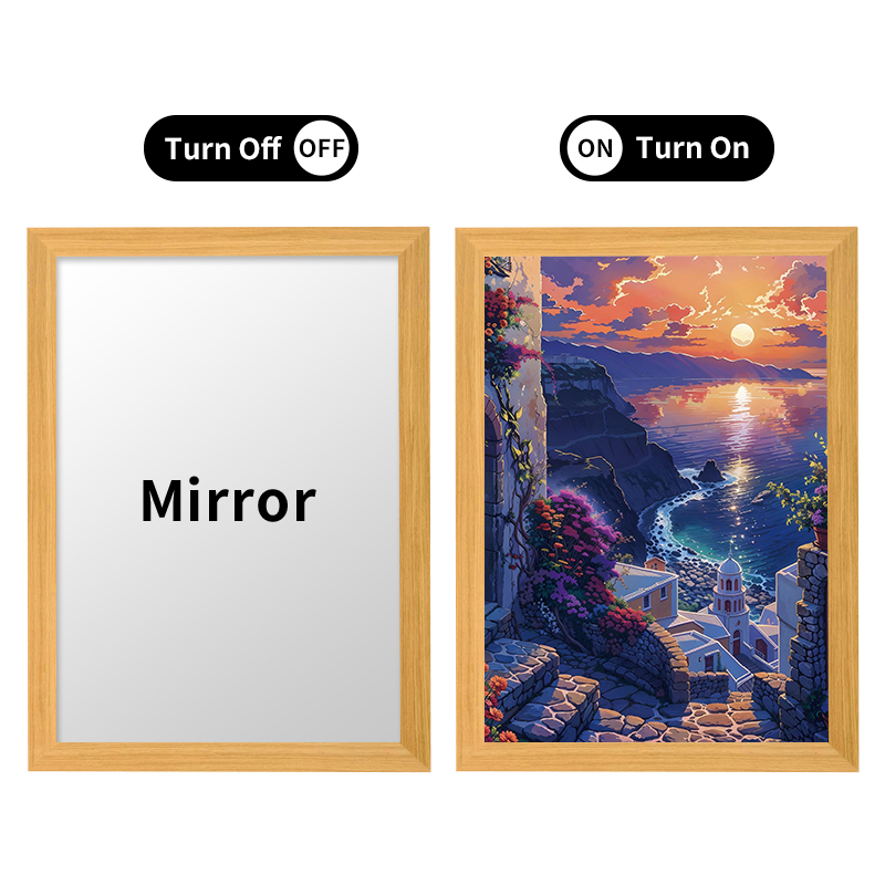 wood USB LED mirror photo frame 12