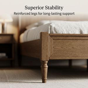 Cama Plataforma de Casal/Queen/King Size em Carvalho Maciço Durável, Estilo Americano Moderno Tradicional de Alta Qualidade para Quarto Principal - Product Image 4