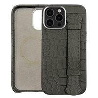 Coque de téléphone texture alligator avec dragonne, fine, antichoc, avec anneau magnétique pour iPhone 15 16 17 18 Pro Max Series
