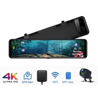 Caméra de tableau de bord intelligente 4K+1080P+WIFI+GPS avec écran tactile, double objectif, 12 pouces, 2 canaux, pour voiture, avec fonction miroir