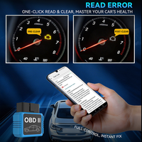 JDiag T1 2-en-1 Scanner Bluetooth OBD2 avec Affichage HUD, Compteur de Vitesse et Testeur de Performance Automobile pour Tous les Véhicules Essence OBDII