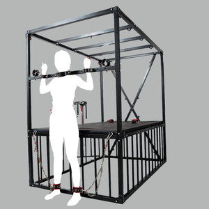 เตียงรัดตัวแบบ BDSM ยี่ห้อ BANSEY พร้อมที่ยึดเครื่องช่วยสำเร็จความใคร่ โครงเหล็ก SM cage เตียงบอนด์เดจ เฟอร์นิเจอร์บอนด์เดจ เฟอร์นิเจอร์สำหรับห้องดันเจี้ยน - Product Image 5