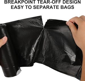 Sacs poubelles à cordon noir en LDPE, anti-fuite, résistants aux déchirures, jetables, pour usage domestique - Product Image 6