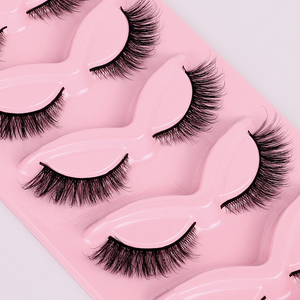 Faux cils Foxy Winged Cat Eye, 5 paires, en bande, effet vison, faits à la main, auto-adhésifs, phosphorescents pour le maquillage - Product Image 5