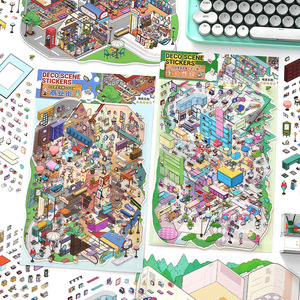 4 feuilles/paquet Autocollants de paysage miniature 2.5D Spécial du jour <span class=keywords><strong>22</strong></span>ème édition Autocollants amusants DIY pour étudiants - Product Image 4