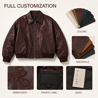 Veste Bomber Universitaire Personnalisée en Cuir Brodé, Couture Haute Densité, Veste Bomber de Luxe pour Hommes, Manteau OEM