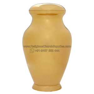 Handmade Plain Customized Brass Cremation Urn with High Polished Lacquered Finishing Hand carved Brass Urns - Product Image 2
