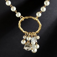 Collier court à pampilles avec chaîne à maillons en imitation perle, style bohème délicat pour femmes, nouveau modèle JH