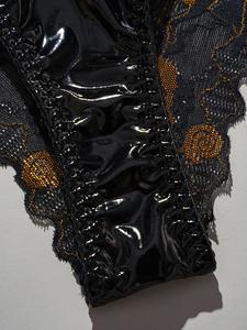 Sexy, dünnes <span class=keywords><strong>2</strong></span>-teiliges Halloween-Dessous-Set mit Kürbis-Print, Spitze, Stickerei und Cut-Out-Design für Damen – Cosplay-Outfit - Product Image 5