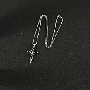 남성용 트렌디 티타늄 스틸 체인 목걸이, 십자가 펜던트, 다용도 종교적 아연 합금 스웨트셔츠-불교 스타일 주얼리 - Product Image 2