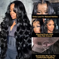 Perruque en cheveux humains à ondulations profondes, 13x4, avec dentelle HD, sans colle, pré-épilée, raie au milieu, cheveux de bébé, ligne de cheveux naturelle, pour femmes noires, avec couches