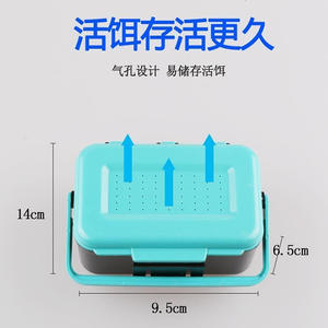 Caja de Plástico para Carnada Viva con Asa Superior, Contenedor Multiusos para Señuelos de Pesca, Caja para Gusanos Rojos con Asa Azul - Product Image 4