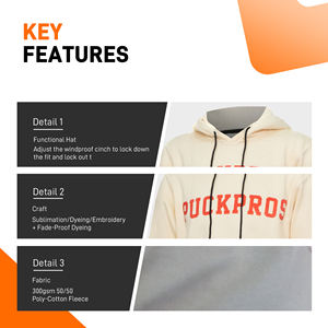 Sudaderas con Capucha de Hockey sobre Hielo de Algodón con Diseño Personalizado OEM, con Estampado, Unisex, Resistentes al Viento, Antibacterianas, Ropa Deportiva - Product Image 3