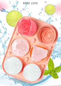 Kích thước lớn BPA-free Silicone <span class=keywords><strong>Ice</strong></span> <span class=keywords><strong>Cube</strong></span> <span class=keywords><strong>Tray</strong></span> với Rose kim cương mô hình tái sử dụng và linh hoạt bao gồm nắp - Product Image 2