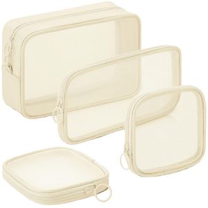 Transparent Fashion Mesh Zipper Pouch Travel <b>Storage</b> <b>for</b> Portable Shaving Washing Kits Organizer - Product Image 1