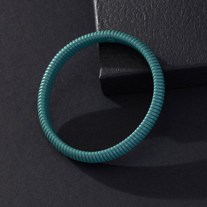 Bracelet élastique en alliage de zinc bleu clair, simple, élégant, empilable, bijoux tendance - Product Image 1