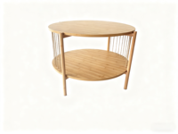 Table basse ronde Combohome pour salon, table à thé en bambou naturel et table d'appoint noire pour canapé en bambou massif