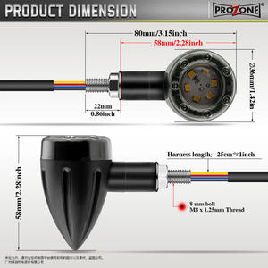 หลอดไฟ LED สองสี 12V สำหรับรถจักรยานยนต์ ไฟเตือนหน้า-หลัง ไฟเบรก สีเหลืองอำพัน - Product Image 3