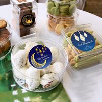 PuLian Eid Mubarak Ramadan Kareem Durable réutilisable rond heureux EID étiquette cadeau papier d'emballage autocollants auto-adhésifs étiquettes